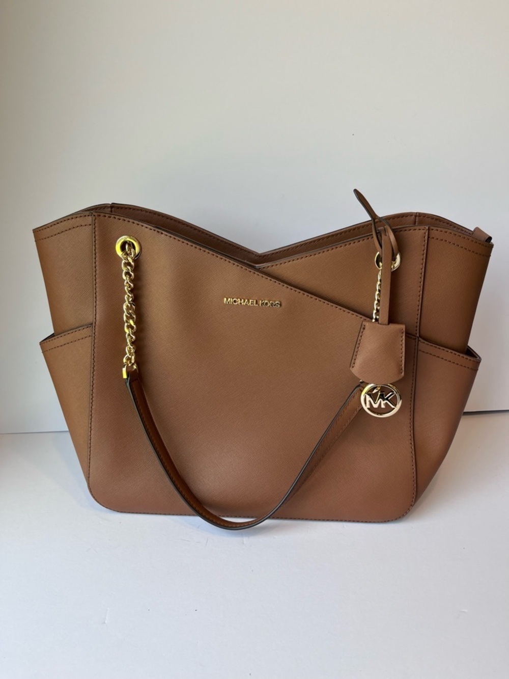 Michael Kors Jet Set Large Shoulder Bag Brown Leather